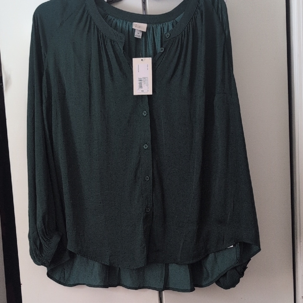 a new day Dark Green Blouse - Picture 2 of 5